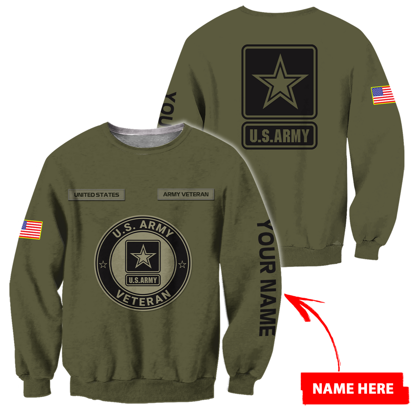 Personalized Name US Army 3D All Over Printed Shirts