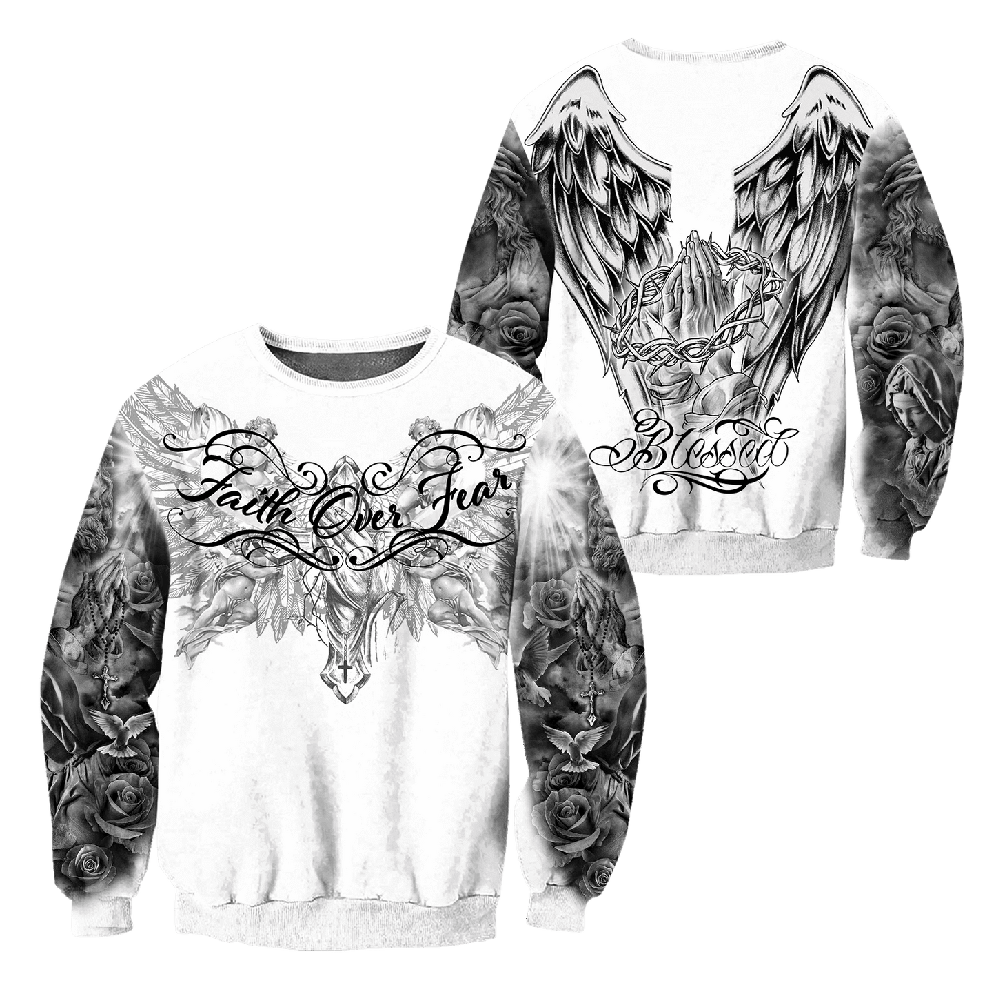 Jesus Christ Faith Over Fear 3D Printed Hoodie, T-Shirt for Men and Women