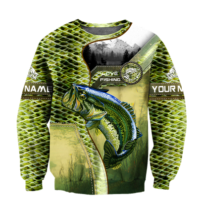 Custom name Bass Master Fishing camo 3D print shirts