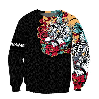 Custom Name Japanese Tiger 3D All Over Printed Unisex Shirts
