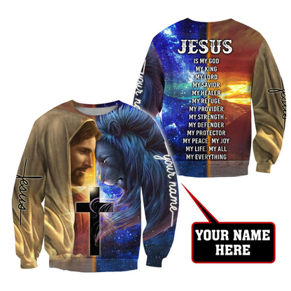 Premium Christian Jesus Lion Easter Personalized Name 3D All Over Printed Unisex Shirts