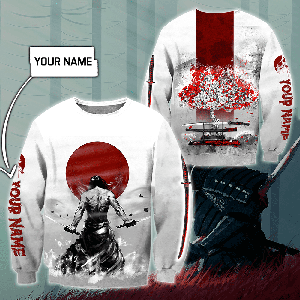 Customize Name Samurai Tattoo Japan 3D All Over Printed Unisex Shirt
