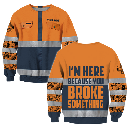 Personalized Mechanic Safety 3D All Over Printed Hoodie For Men and Women TN