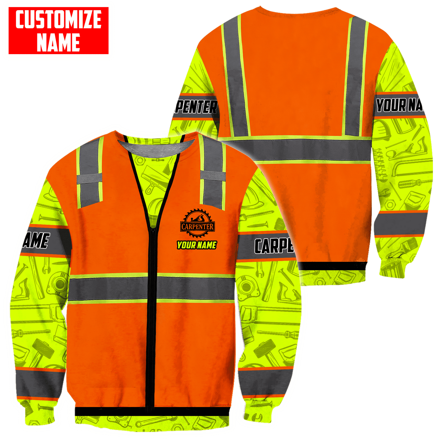 Personalized Name Carpenter 3D All Over Printed Unisex Safety Ver 5