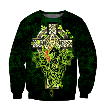 Premium Unisex Hoodie Irish Celtic Cross And Dragon ML