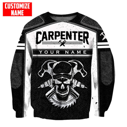 Tmarctee Personalized Name Carpenter Skull 3D All Over Printed Shirts