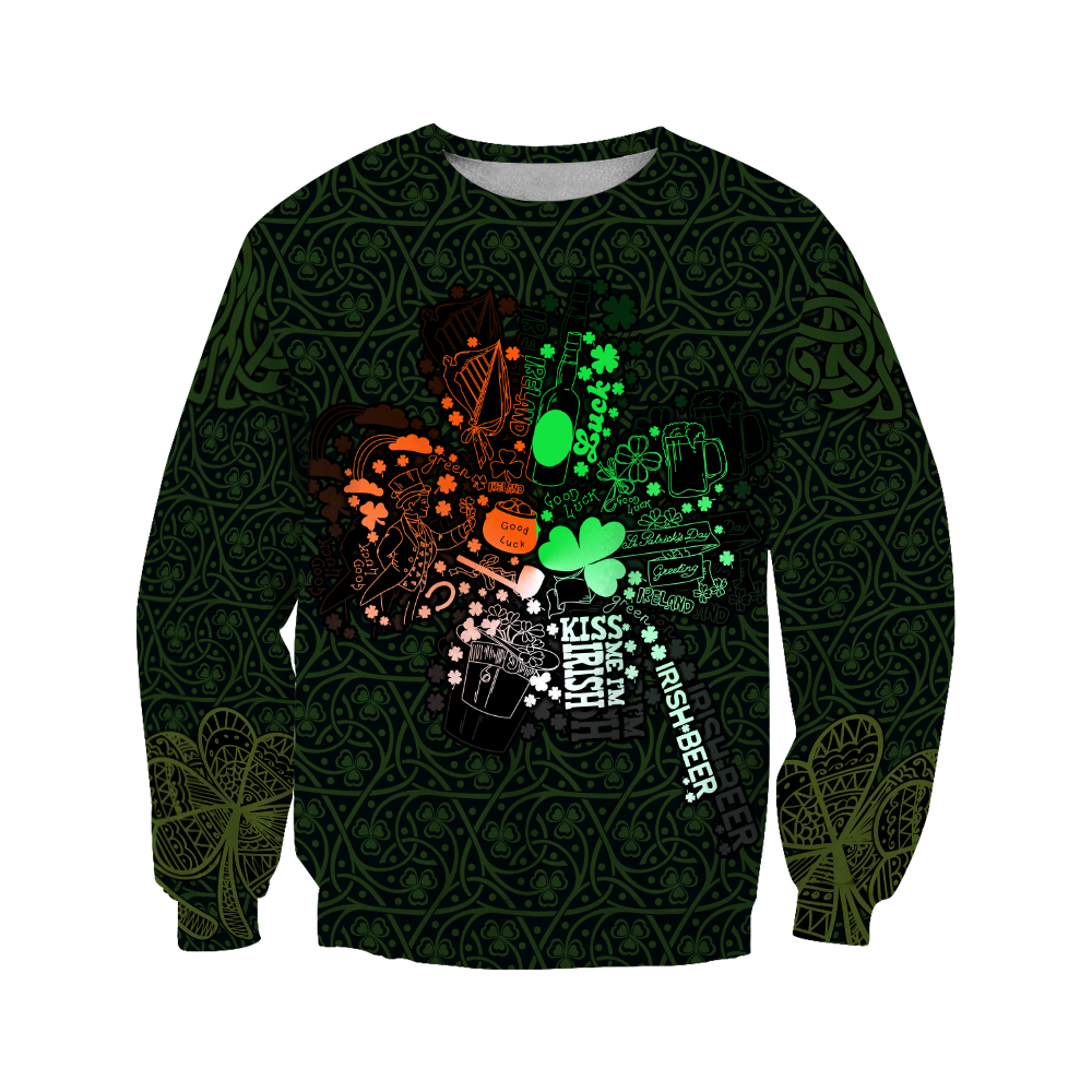 Premium Unisex Hoodie Irish St.Patrick  Drink Beer And Shamrock  ML