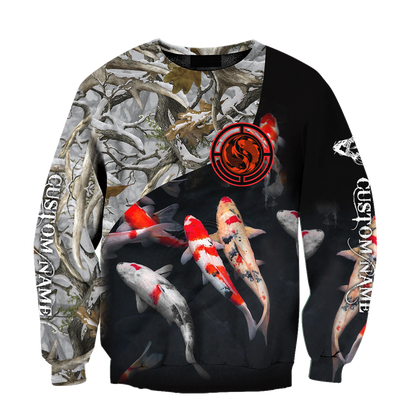 Custom name Koi fish underwater 3D Design print shirts