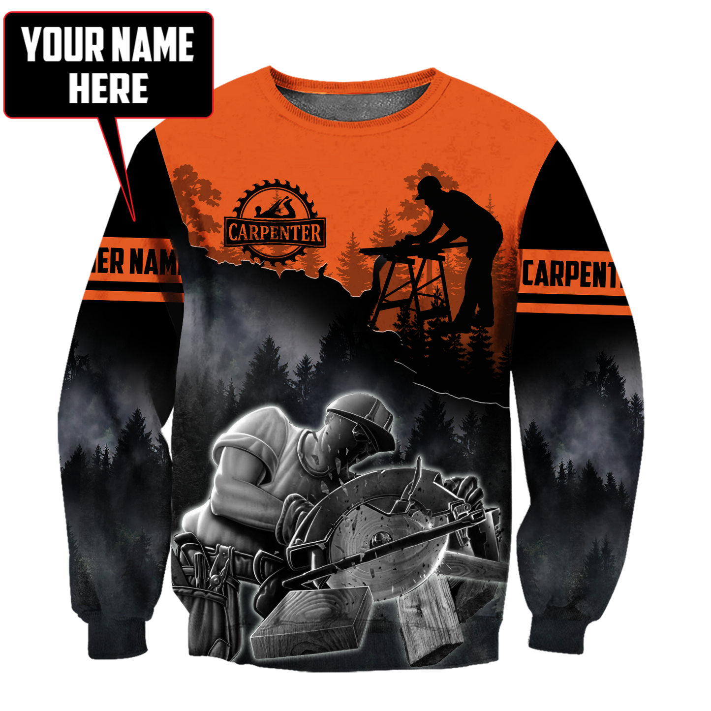 Personalized Name Carpenter 3D All Over Printed Unisex Shirts Orange Ver 2