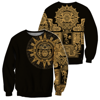 Aztec Mexican Yellow 3D All Over Printed Unisex Hoodie no2