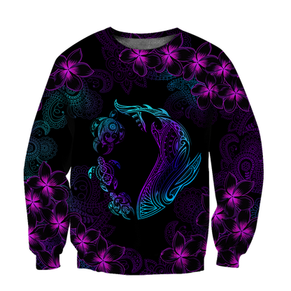 Turtle And Shark Habiscus Hawaii 3D Unisex Shirt