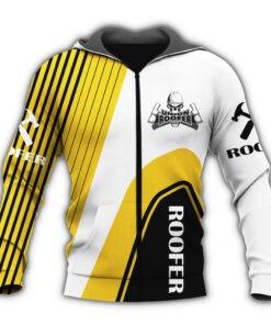 Premium Yellow And White 3D Printed Roofer Shirts MEI