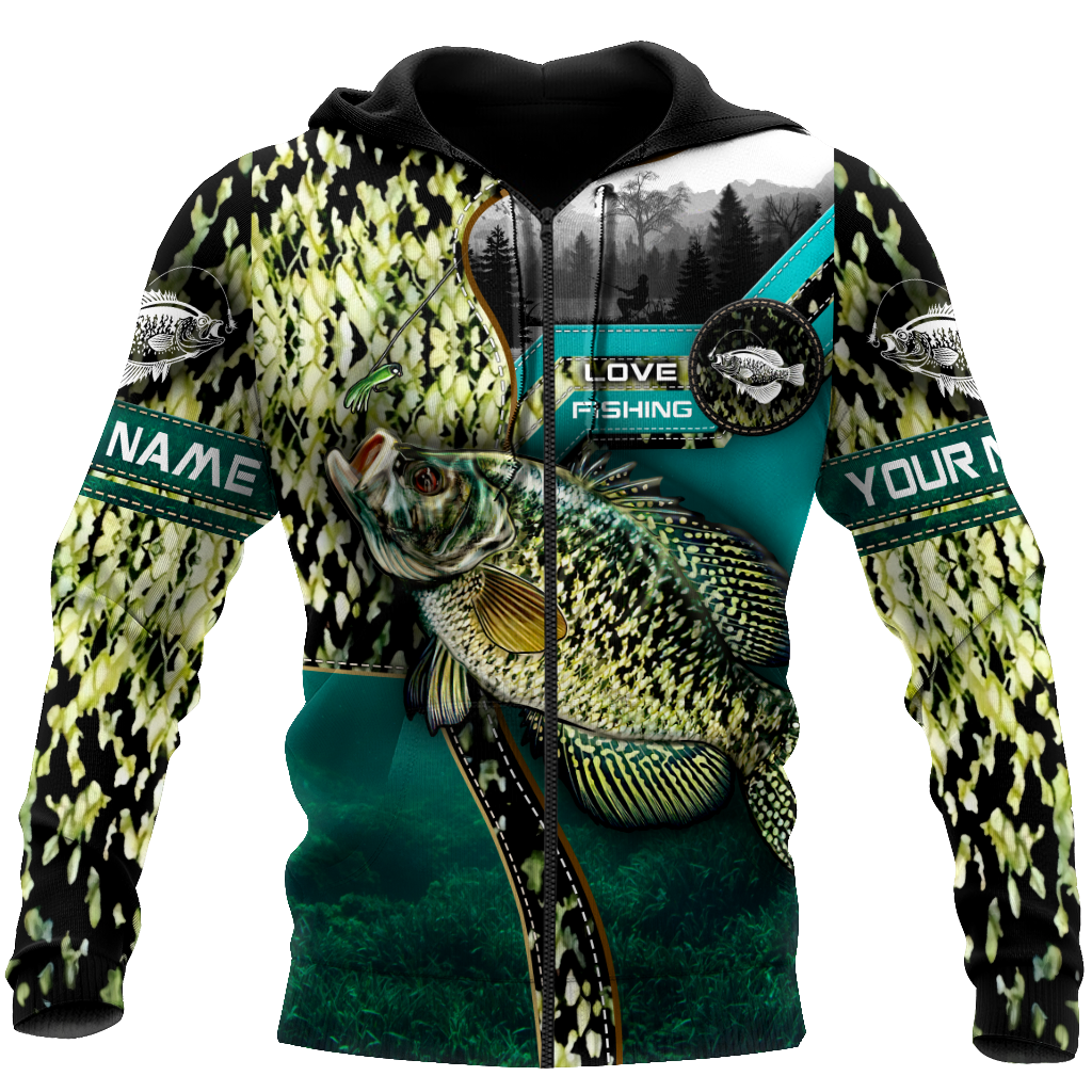 Custom name Crappie Master Fishing camo 3D print shirts