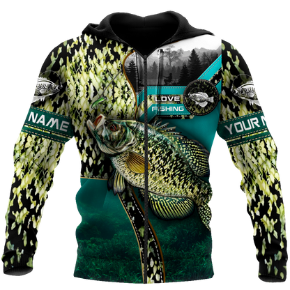 Custom name Crappie Master Fishing camo 3D print shirts