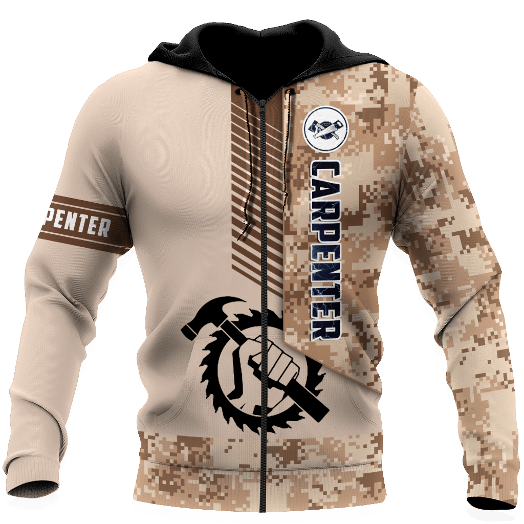 Personalized Name Carpenter 3D All Over Printed Unisex Shirts Brown Camo