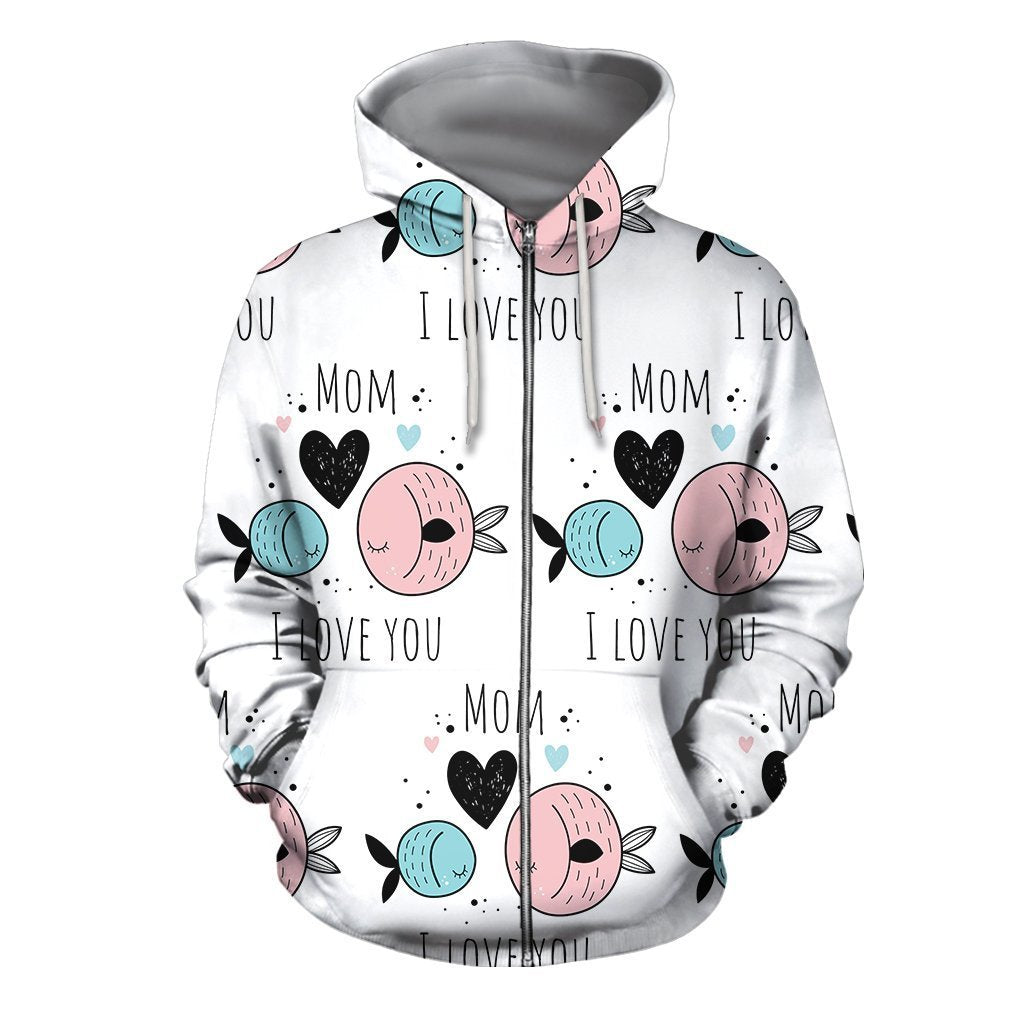 3D All Over I Love Mom Hoodie - Amaze Style™-Apparel