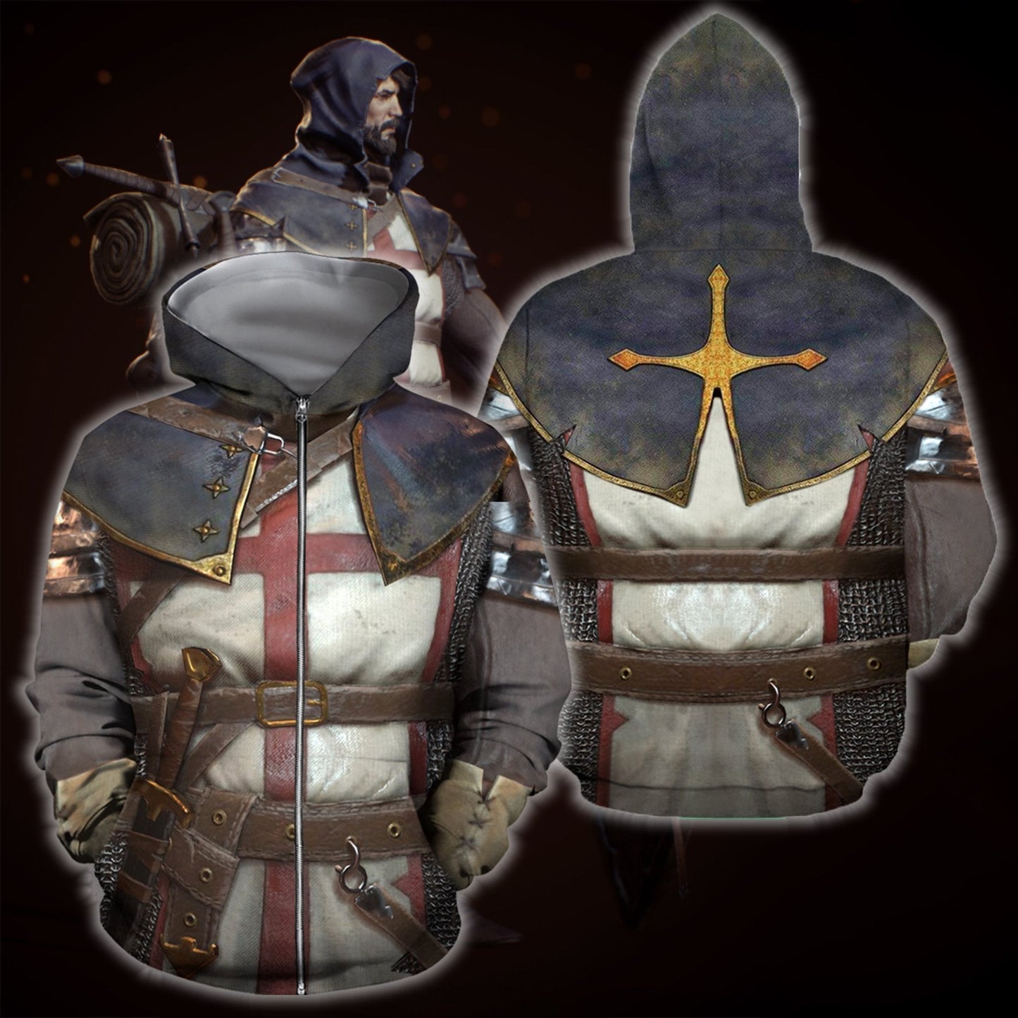 3D All Over Printed Knights Templar Tops - Amaze Style™-Apparel