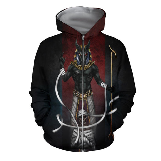 3D All Over Print Egyptian Goddesses Anubis Hoodie - Amaze Style™-Apparel