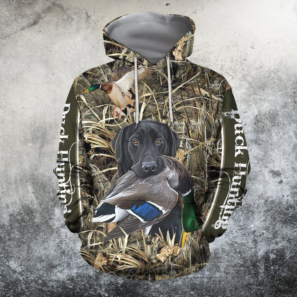 3D All Over Printed Black Dog hunting Duck Hoodie - Amaze Style™-Apparel