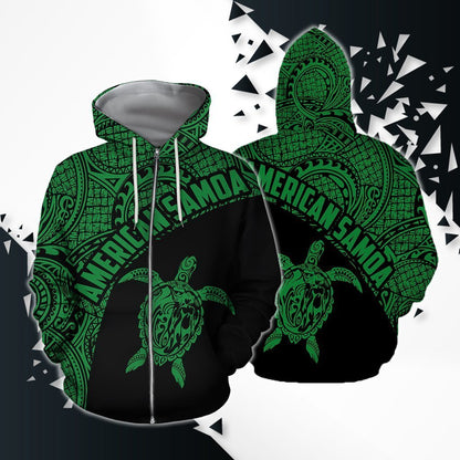 American Samoa Polynesian Hoodie - GREEN PL - Amaze Style™-Apparel