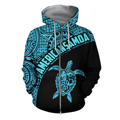 American Samoa Polynesian Hoodie - Blue PL - Amaze Style™-Apparel