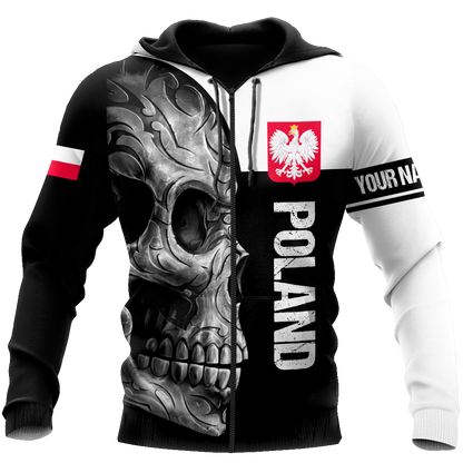 Personalized Polska Skull 3D All Over Printed Unisex Hoodie
