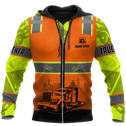 Persionalized Hoodie Trucker Safety 3D All Over Printed Shirts