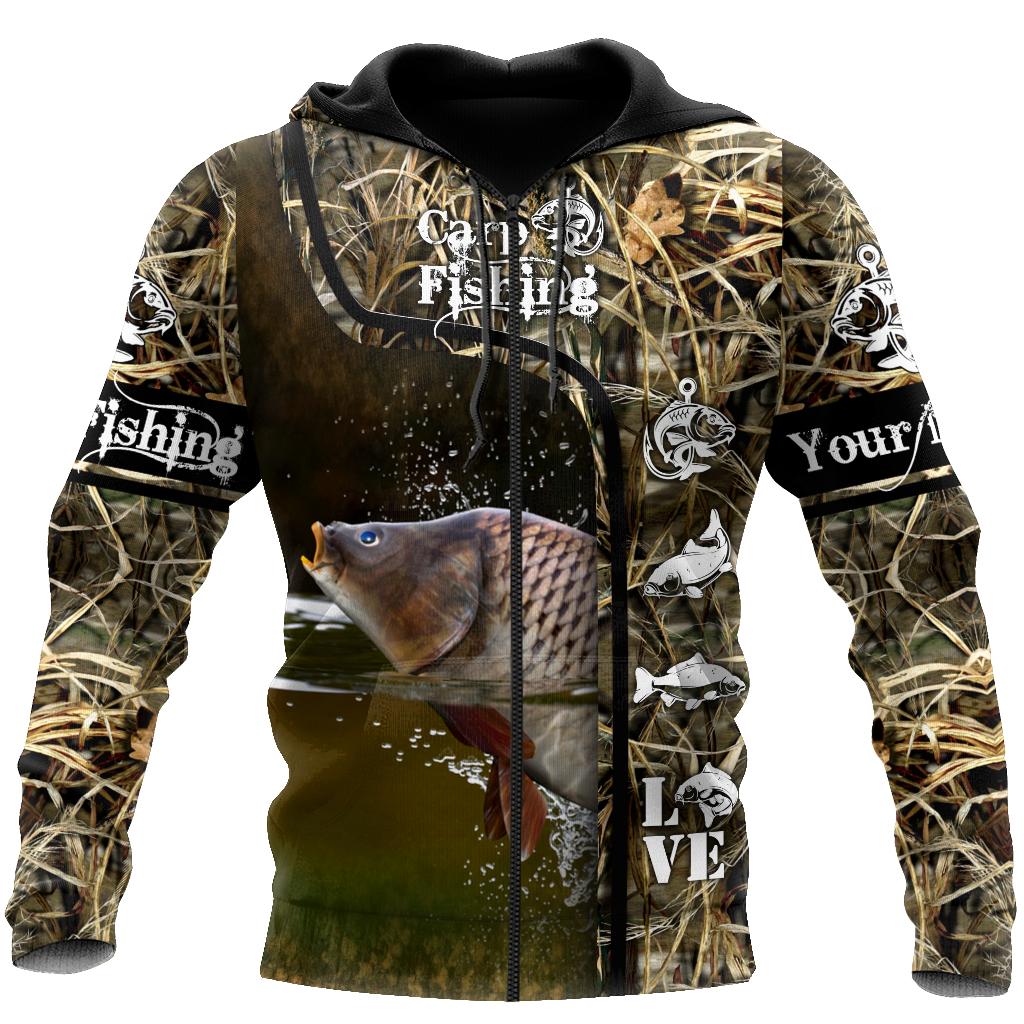Custom name Carp Fishing water camo 3D print shirts