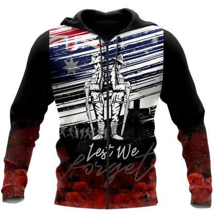 Anzac day Lest we forget Soldier 3D print shirts