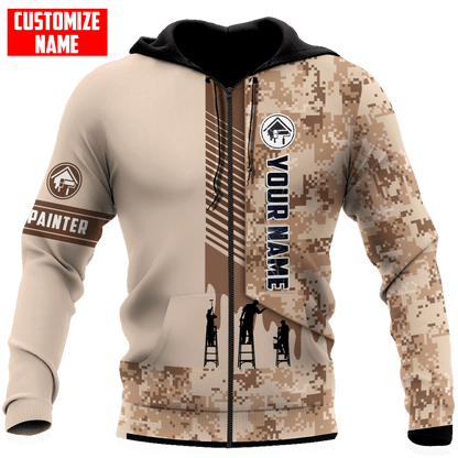 Tmarc Tee Personalized Name Painter 3D All Over Printed Unisex Shirts Brown Camo