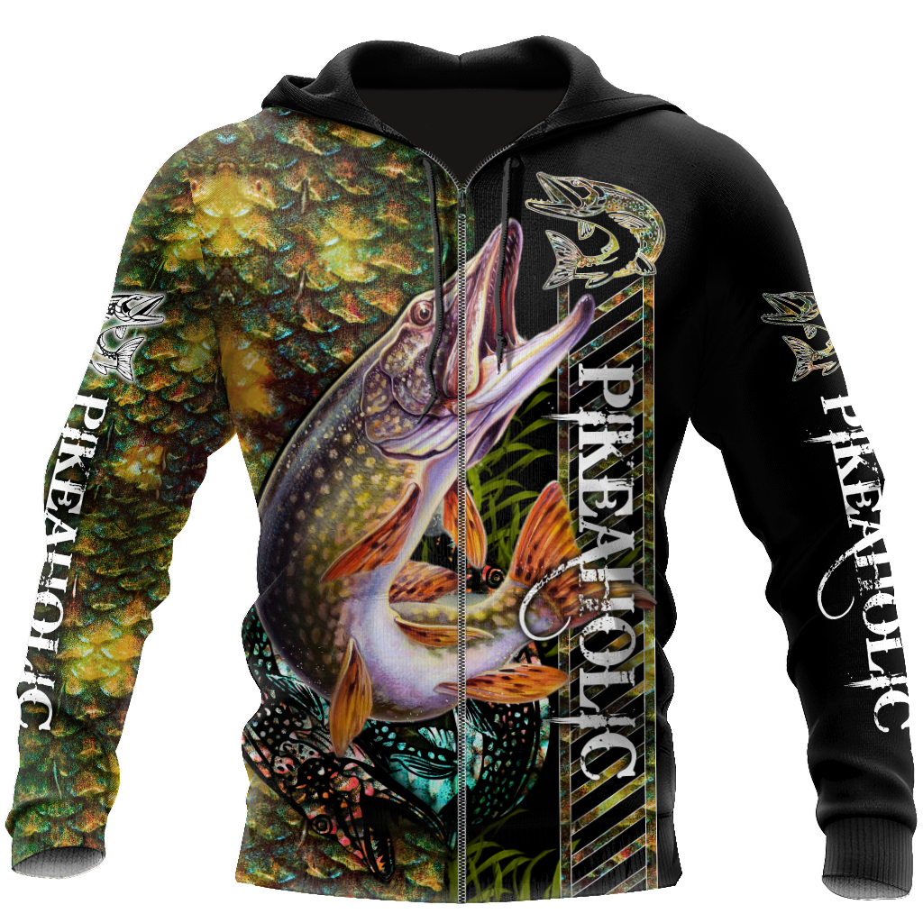 Fishaholic Northern Pike Fishing camo unisex 3d all over printed shirts
