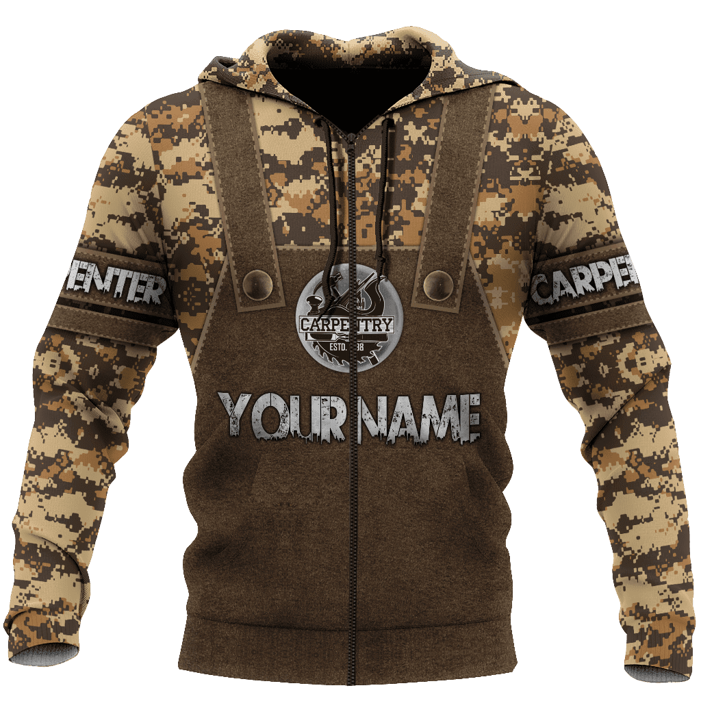 Personalized Name Carpenter 3D All Over Printed Unisex Shirts Camo