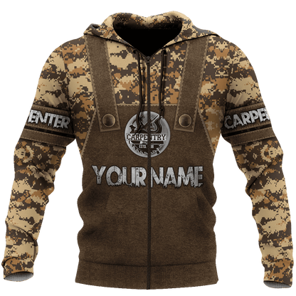 Personalized Name Carpenter 3D All Over Printed Unisex Shirts Camo