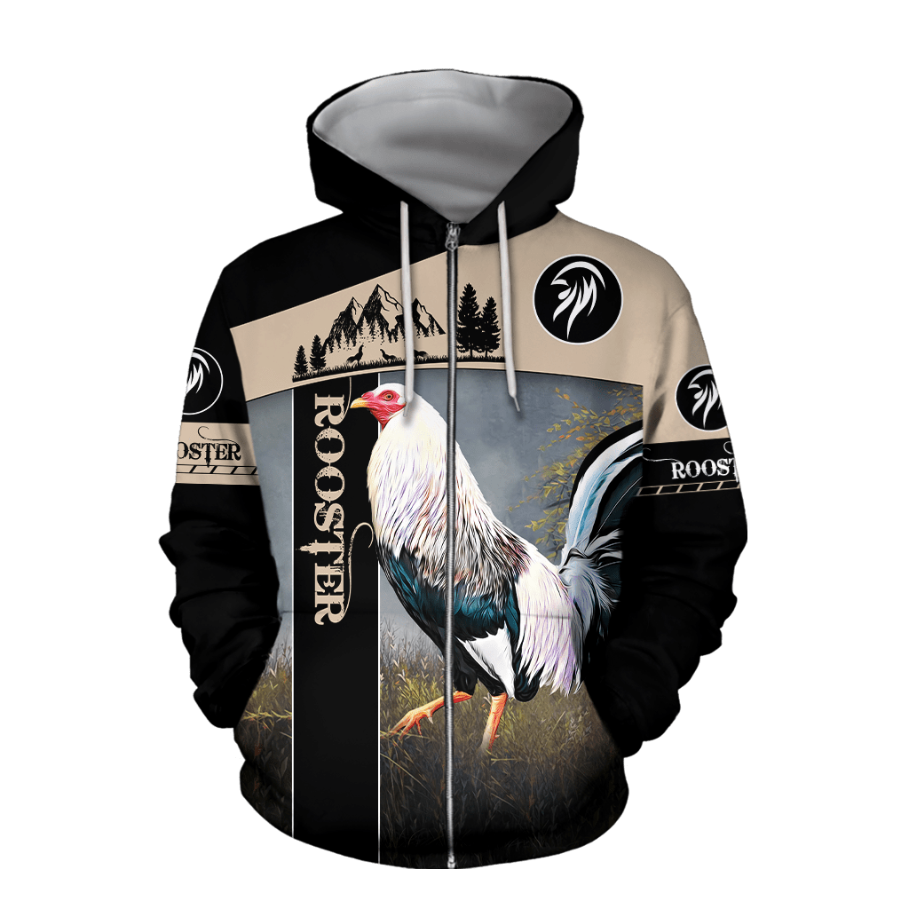 Premium White Rooster Farmer 3D All Over Printed Unisex Shirts
