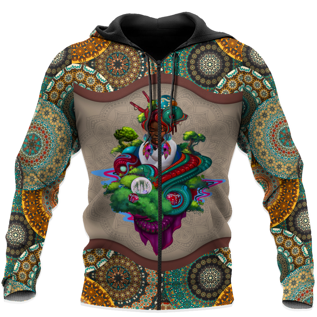 African Girl Pattern Unisex Deluxe Hoodie ML