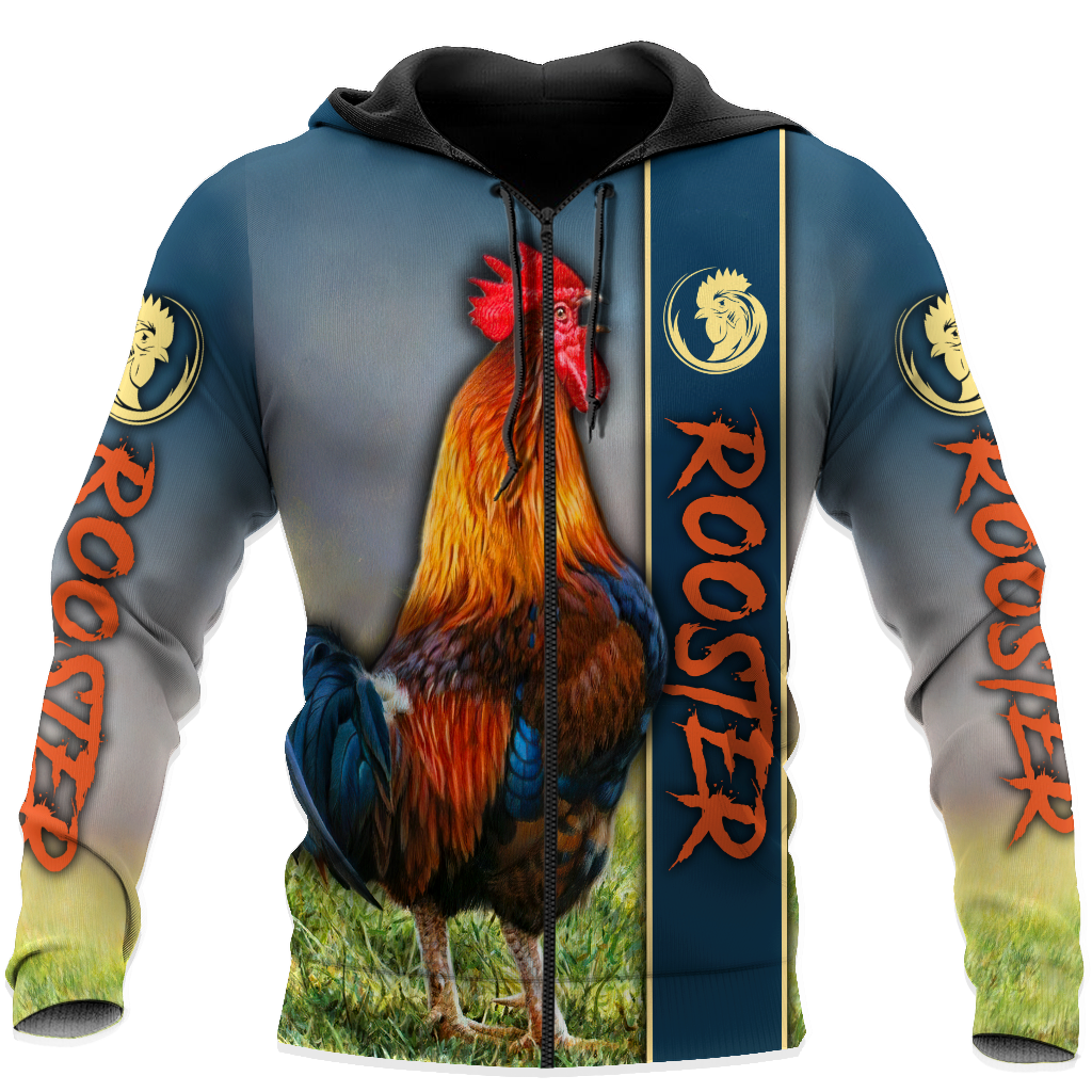Rooster 3D All Over Printed Unisex Deluxe Hoodie ML