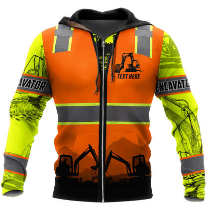Excavator Safety Persionalized 3D All Over Printed Hoodie And Shirts