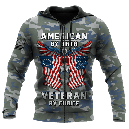American By Birth Veteran By Choice 3D All Over Printed Hoodie