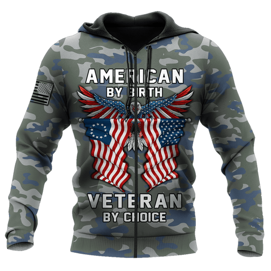 American By Birth Veteran By Choice 3D All Over Printed Hoodie