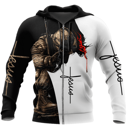 Jesus Christ Veteran 3D Printed Hoodie, T-Shirt for Men and Women