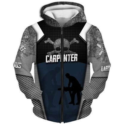 Personalized Name Carpenter 3D All Over Printed Unisex Shirts Metal Skull