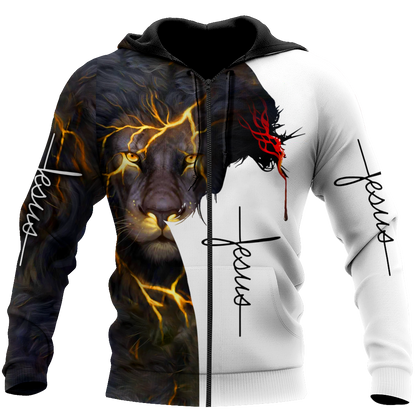 Premium Christian Jesus Blessed Dad Present Lion 3D All Over Printed Unisex Shirts