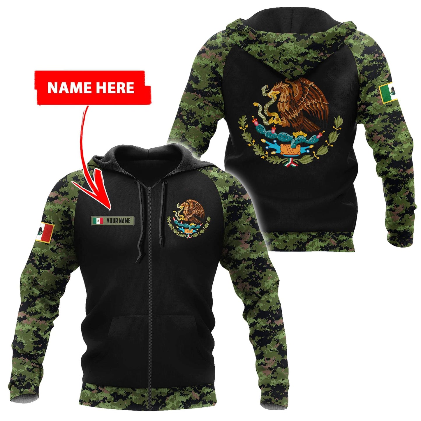 Mexico Coat Of Arms 3D All Over Printed Hoodie