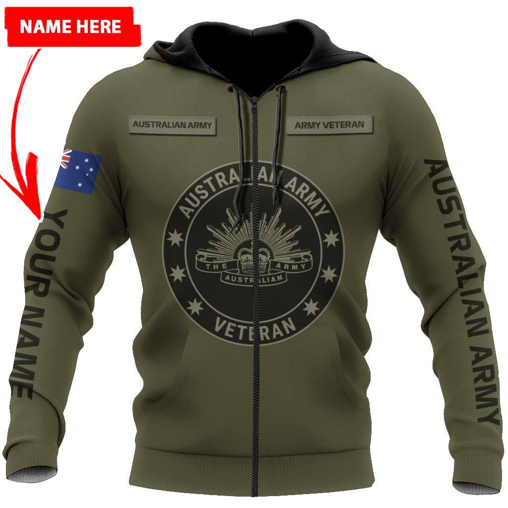 Personalized Australian Army Veteran 3D All Over Printed Unisex Hoodie