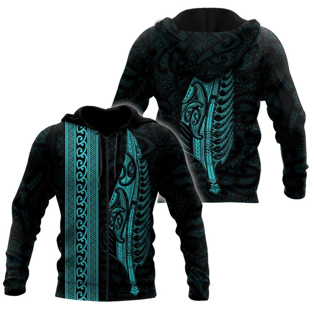 Maori Silver Fern Turquoise 3D Printed Unisex Shirts