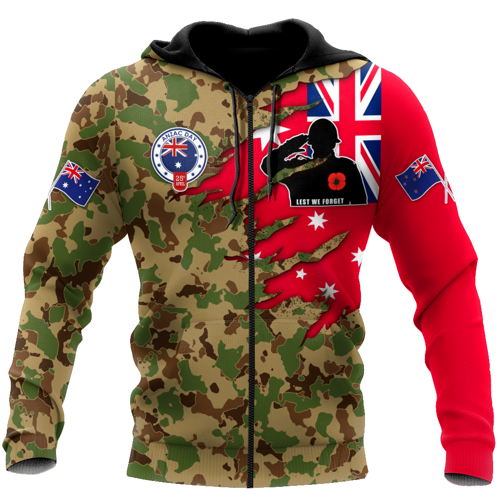 Tmarc Tee Anzac day remembrance Kiwi and Australia Camo 3D print shirt