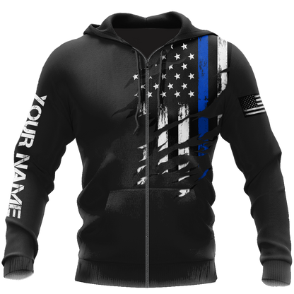 Thin Blue Line apparel US Law Enforcement custom name design 3d print shirts
