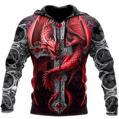 Tmarc Tee Dungeons and Dragons Red Tattoo 3D All Over Printed Winter Shirts