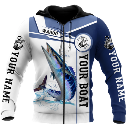 Custom name Wahoo fishing Catch and Release 3D Design print shirts