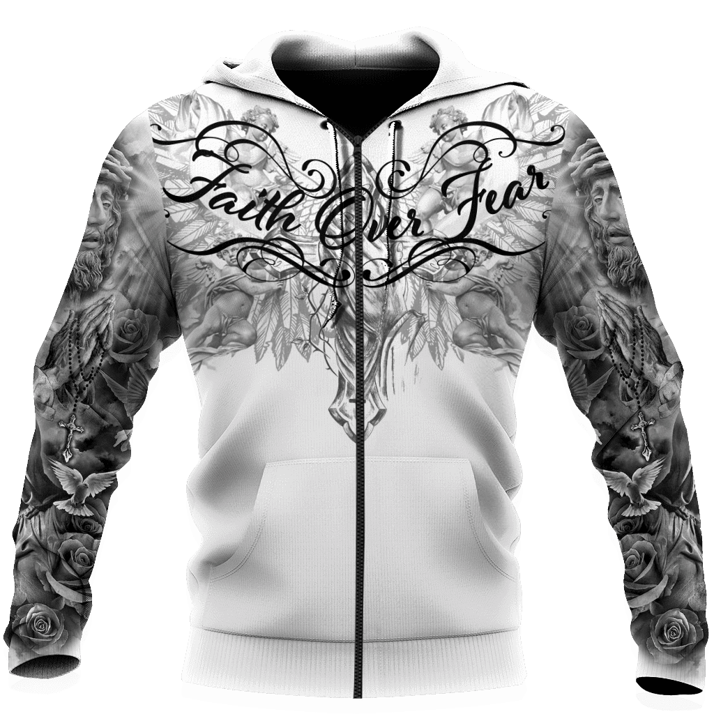 Jesus Christ Faith Over Fear 3D Printed Hoodie, T-Shirt for Men and Women